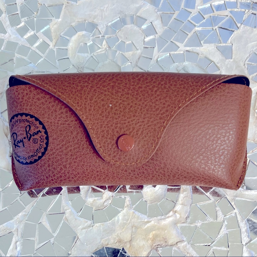 Authentic Ray-Ban Sunglasses Case Soft Brown Leather Exterior, Suede Lined